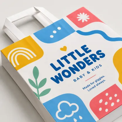 Custom Flat Handle Kraft Paper Shopping Bags