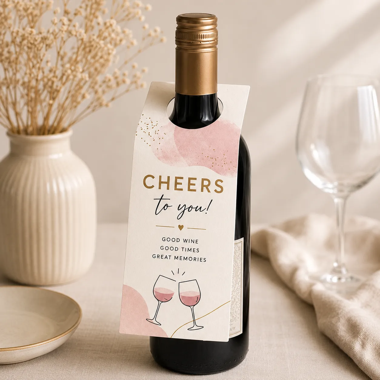Custom White Cardstock Bottle Neck Tags