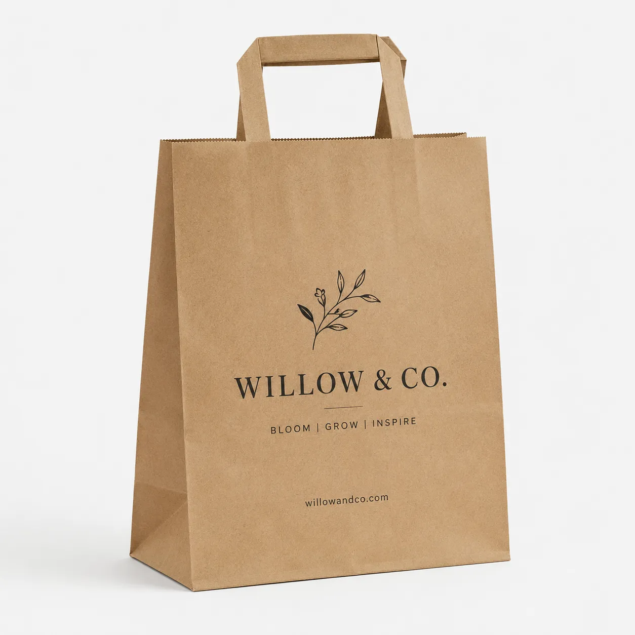 Custom Flat Handle Kraft Paper Shopping Bags