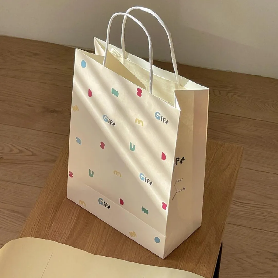 Custom White Kraft Paper Shopping Bag