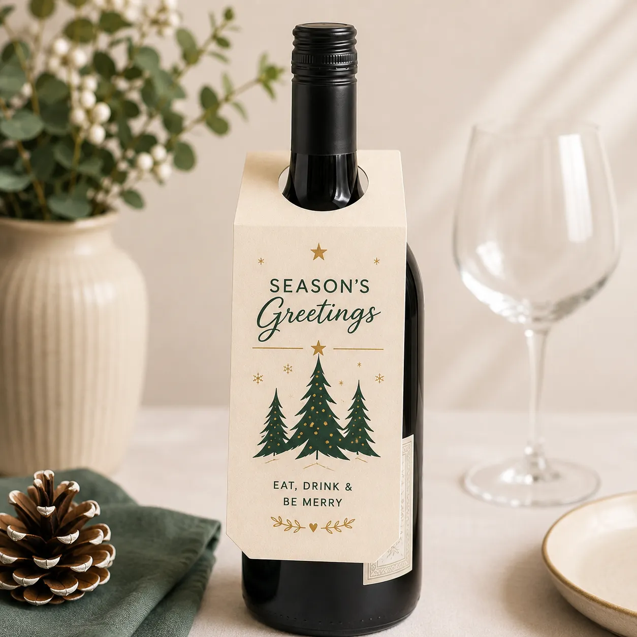Custom White Cardstock Bottle Neck Tags