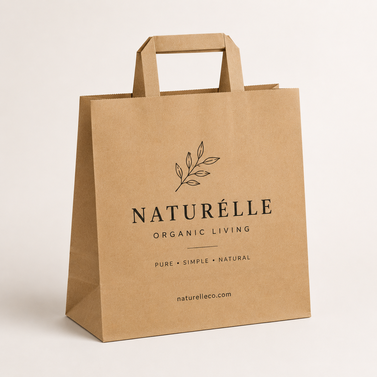 Custom Flat Handle Kraft Paper Shopping Bags