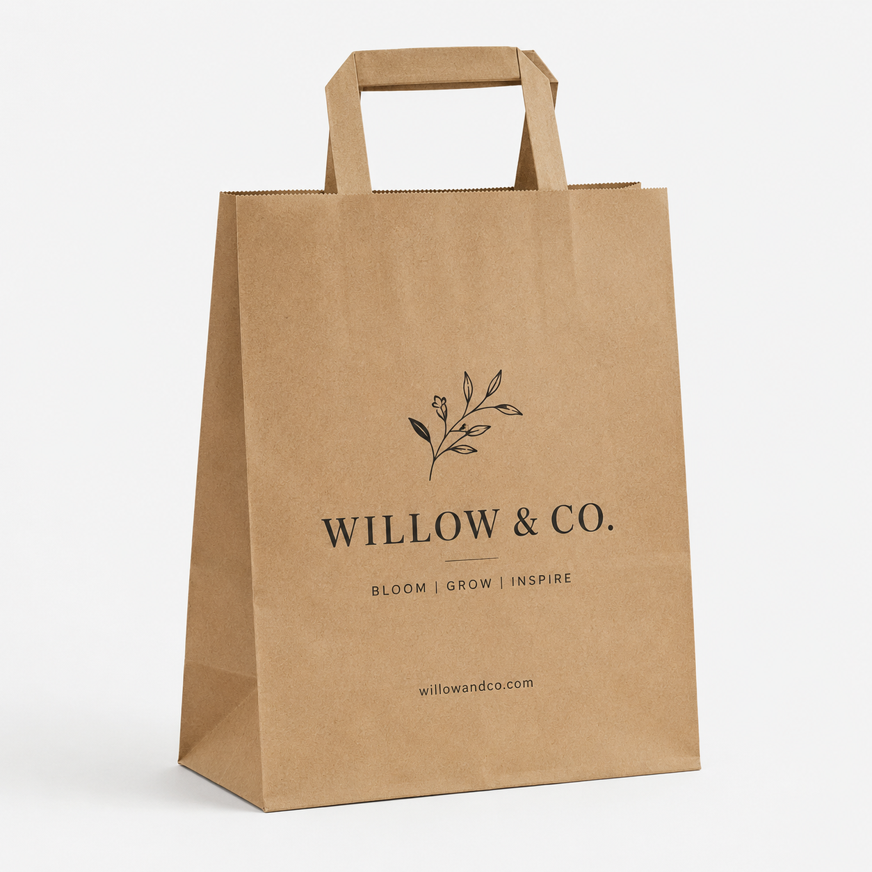 Custom Flat Handle Kraft Paper Shopping Bags